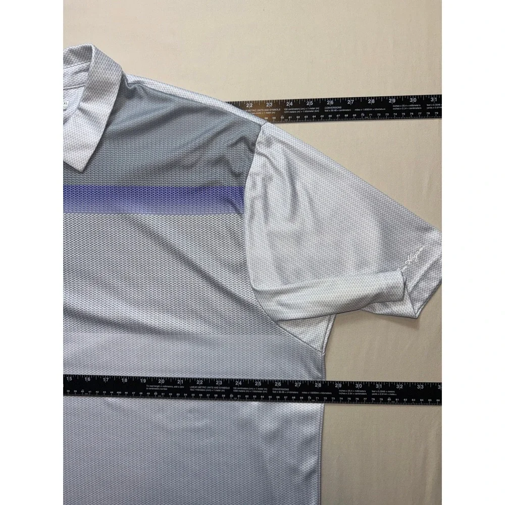Ben Hogan Performance Mens 3XL Golf Polo Shirt Grey Purple Colorblock Striped